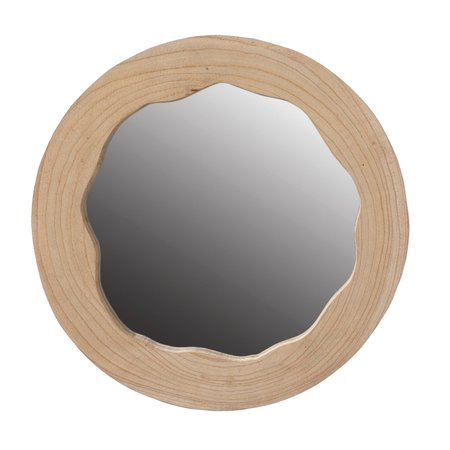 VINTIQUEWISE Decorative Round Natural Wood Wall Mirror for the Entryway, Living Room, or Vanity QI004383